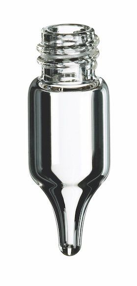 1,1ml Mirkoflasche, 32 x 11,6mm, Klarglas, 1. hydrol. Klasse, konisch, Gewinde ND8