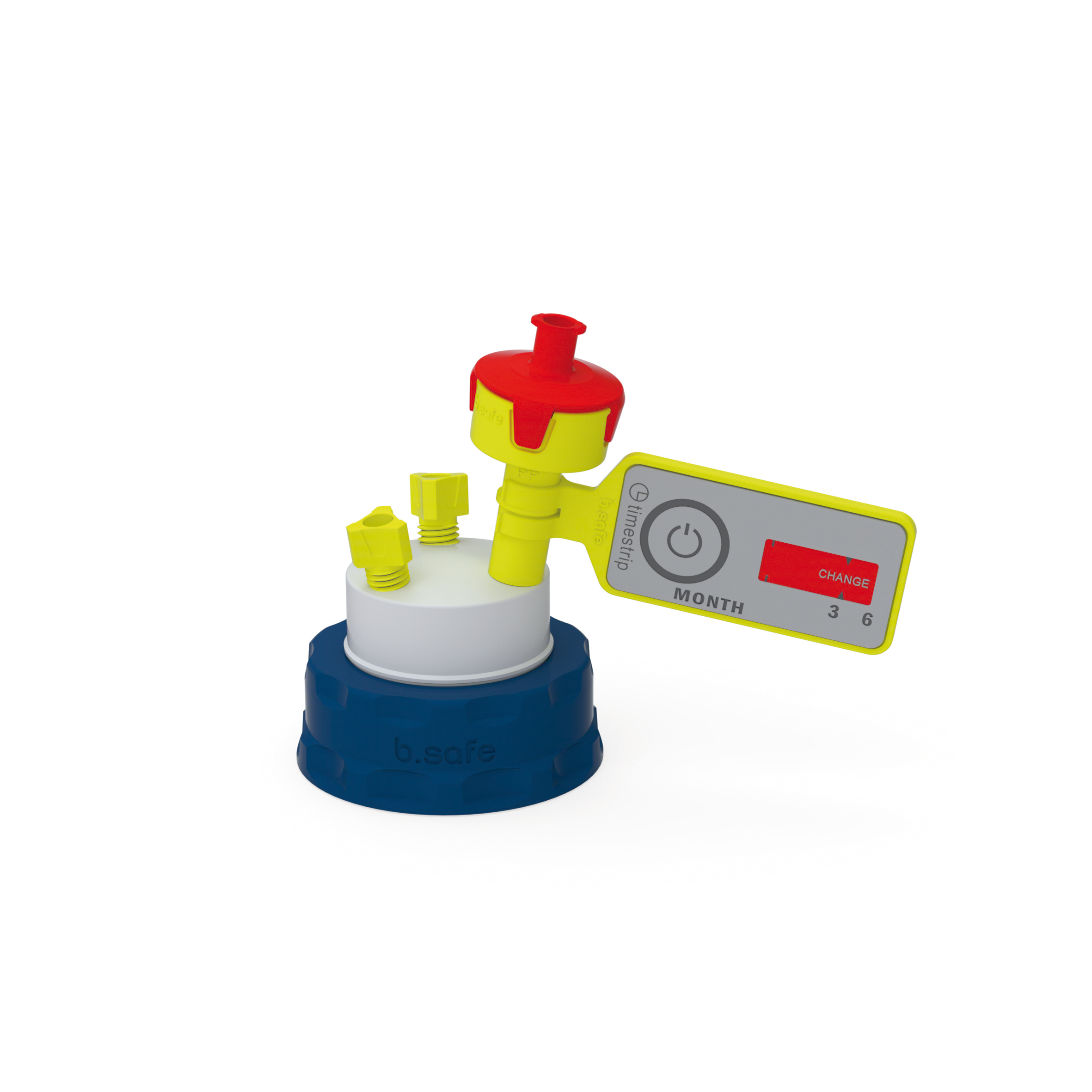 Cap GPI 38/400  Schraubkappe aus PPS für Gewinde GPI 38/400, frei drehbarer Einsatz aus PTFE. Mit PFA-Fittings