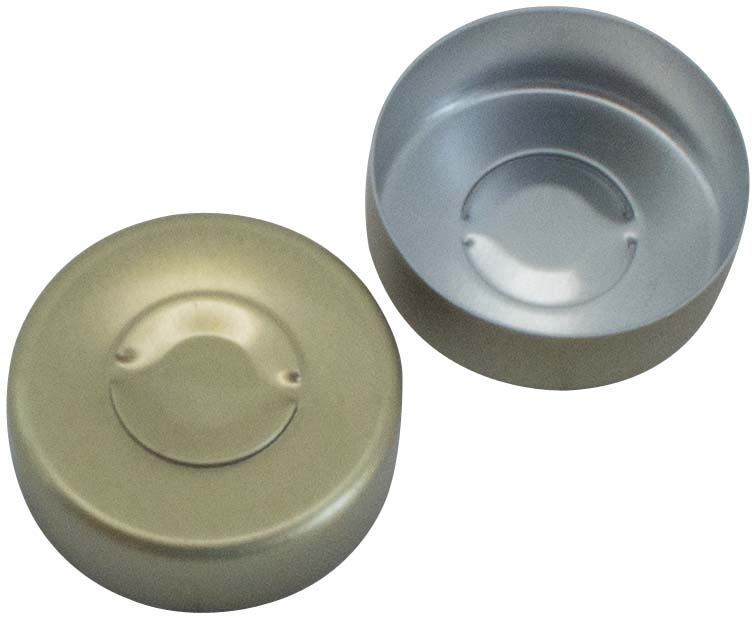 20mm Aluminium Bördelkappe, gold lackiert, Mittelabriss