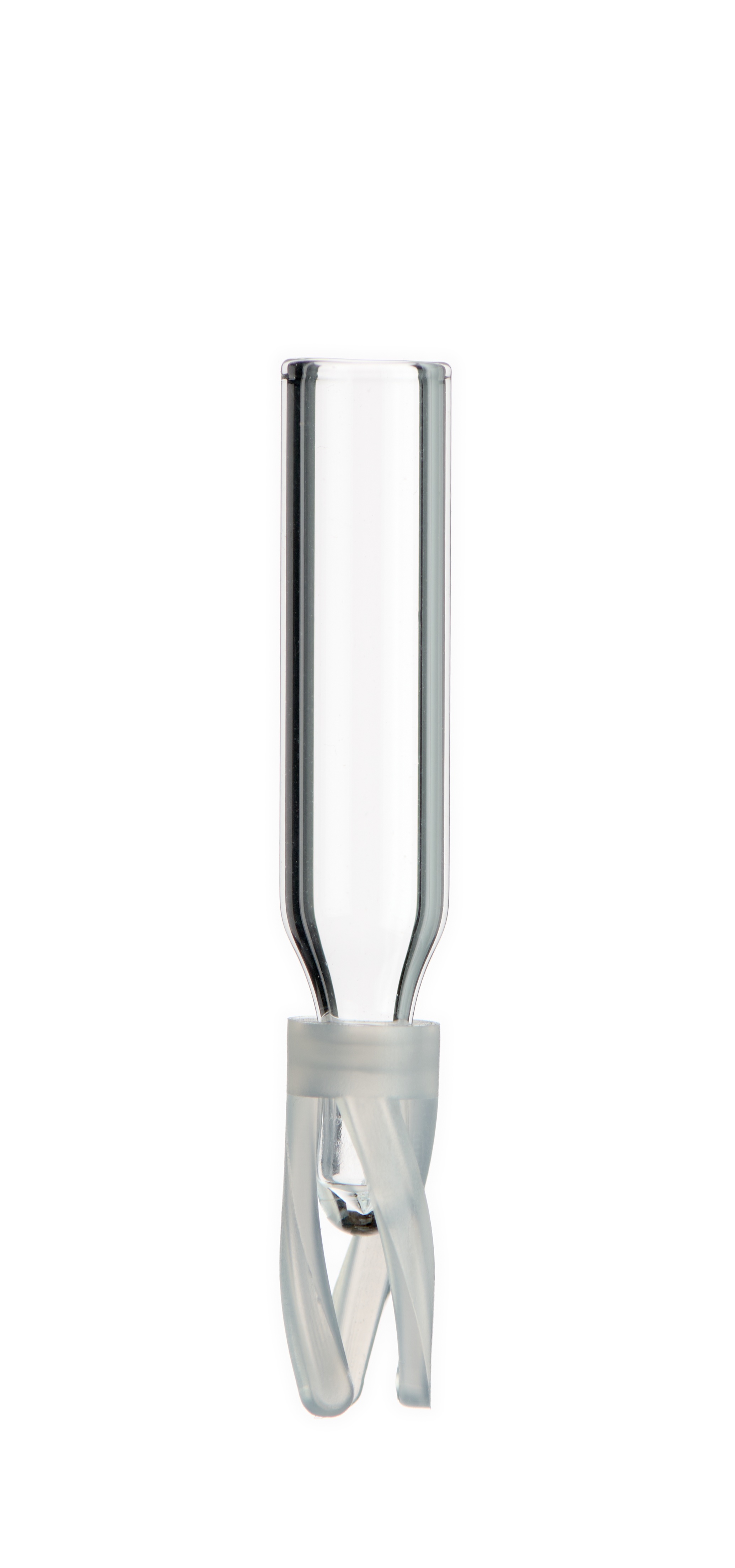 0,15 ml Mikroeinsatz, 29 × 5 mm, Klarglas, mit Polymerfuß, 1. hydrolytische Klasse
