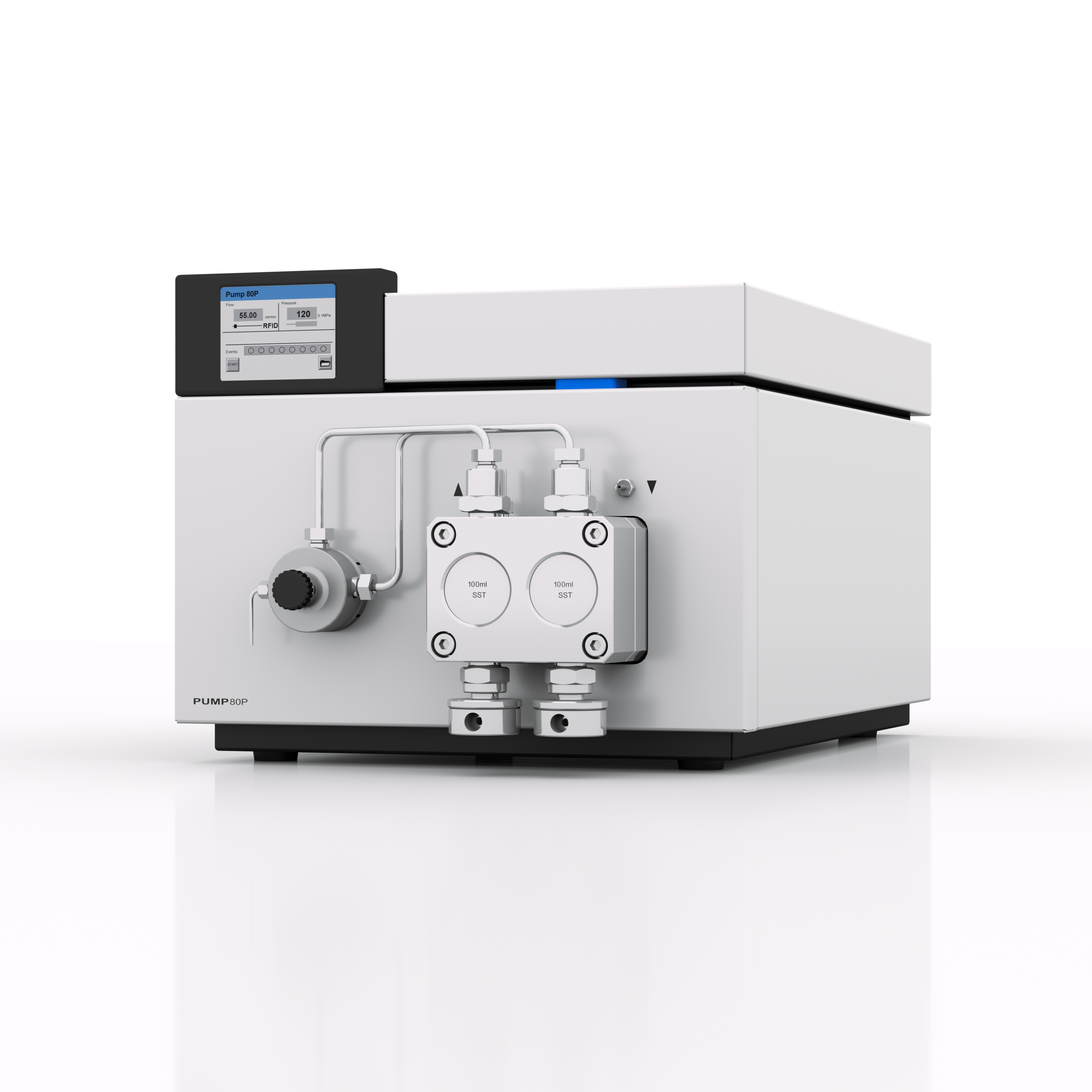 Pumpe 80P 500ml Pumpenkopf, Edelstahl mit automatischer  Kolbenhinterspülung (BlueShadoe) - Pump 80P incl. 500ml pump head, Stainless steel inlays, automatic back seal washing, accessories included