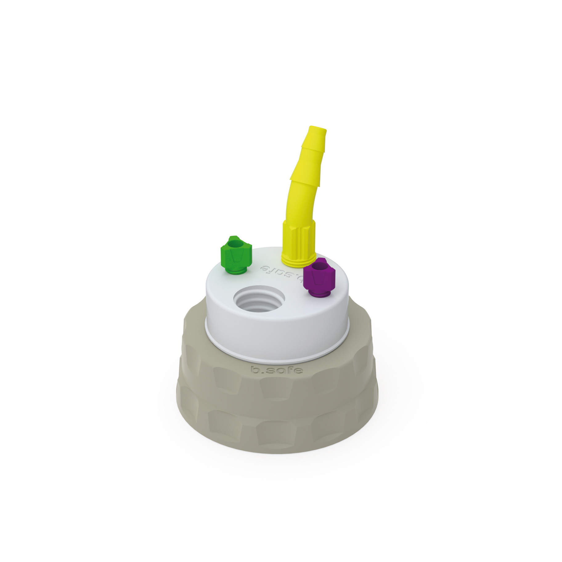 Waste Cap S51  Schraubkappe aus PP für Kanistergewinde S51, frei drehbarer Einsatz aus PTFE. Mit PFA-Fittings