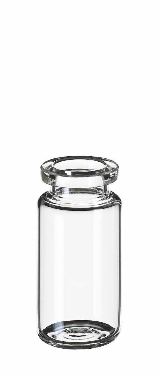 10ml Headspace-Flasche, 46 x 22,5mm, Klarglas, 1. hydrol. Klasse, mit DIN-Rollrand, gerundeter Boden