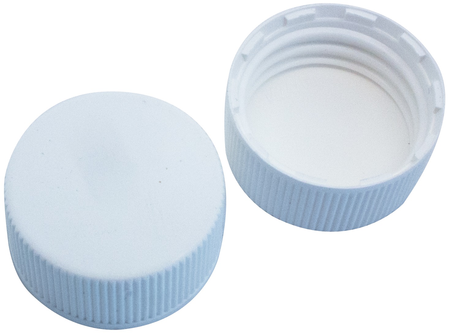 24 mm PP-Schraubkappe, weiß, geschlossen