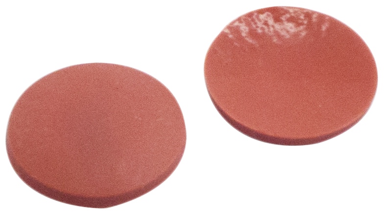 11,2 mm Scheibe, Naturkautschuk rotorange/TEF transparent, 55 Shore A, 1,0 mm