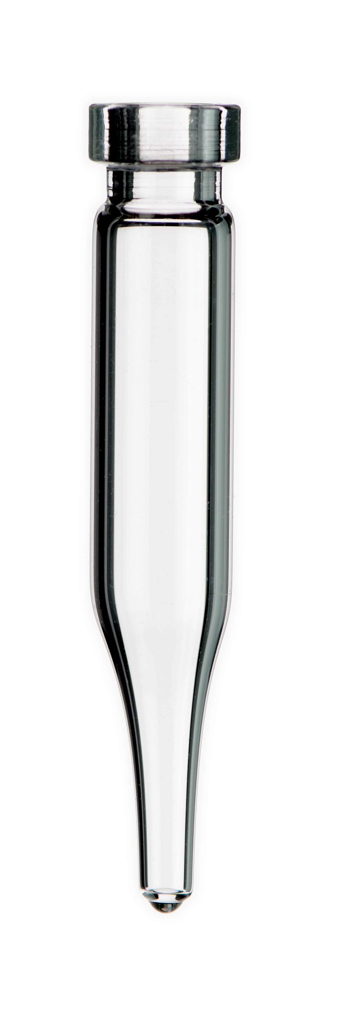 0,7 ml Rollrand-Mikroflasche ND8, 40 × 7 mm, Klarglas, 1. hydrolytische Klasse, konisch