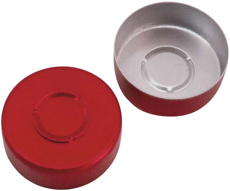 20mm Aluminium Bördelkappe, rot lackiert, Mittelabriss