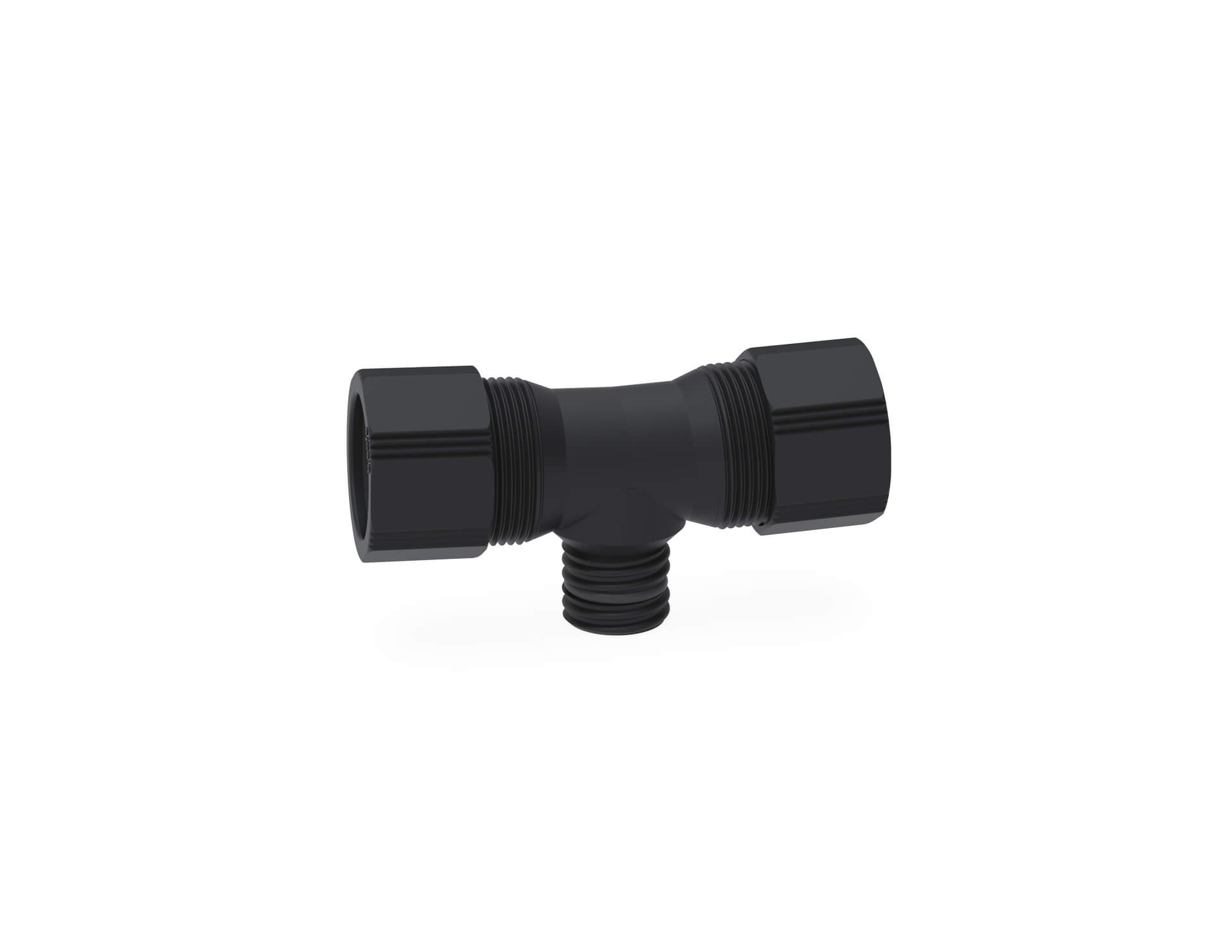 aus PE-EX, Gesamtlänge 120 mm, 2x Klemmverbindung für Außen-Ø 32 mm mit beidseits integriertem Gefälle 2°, mittig 1x GL25 männlich