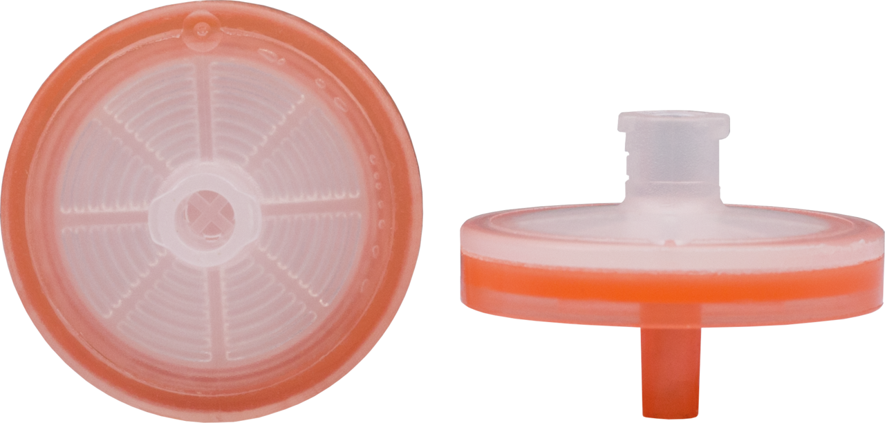 CHROMAFIL Einmalfilter PET-45/25 BIGbox Membranmaterial: Polyester Porendurchm.: 0,45 µm, Membrandurchm.: 25 mm Farbcode oben: farblos / unten: orange BIGbox à 400 St. in PE-Schraubdose
