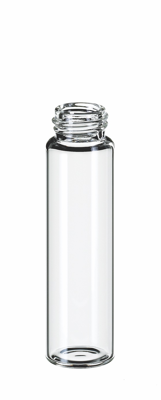 12ml Gewindeflasche, Gewinde 15-425, 66x18,5mm, Klarglas, 1. hydrol. Klasse