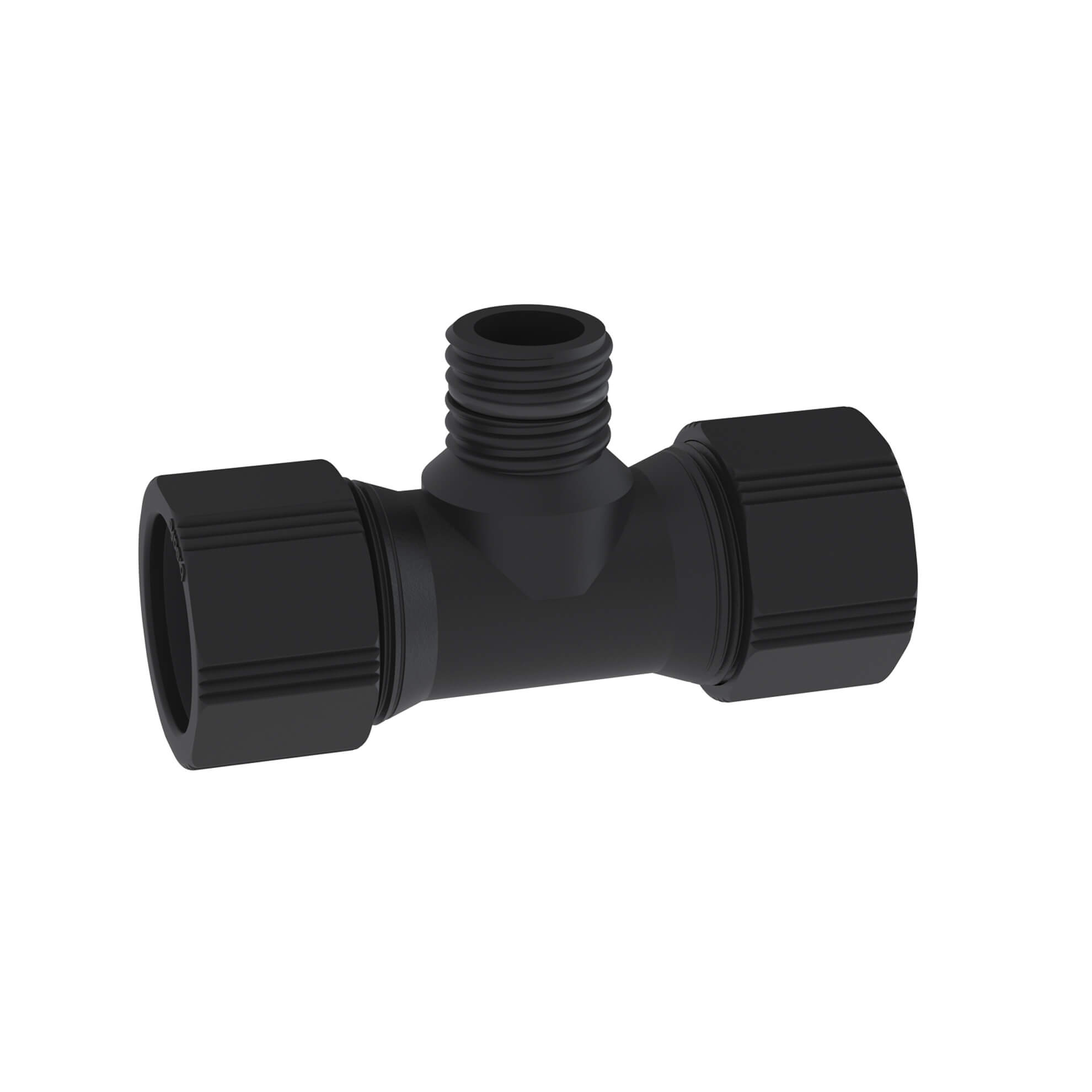 aus PE-EX, Gesamtlänge 125 mm, 2x Klemmverbindung für Außen-Ø 32 mm, 1x GL25 männlich