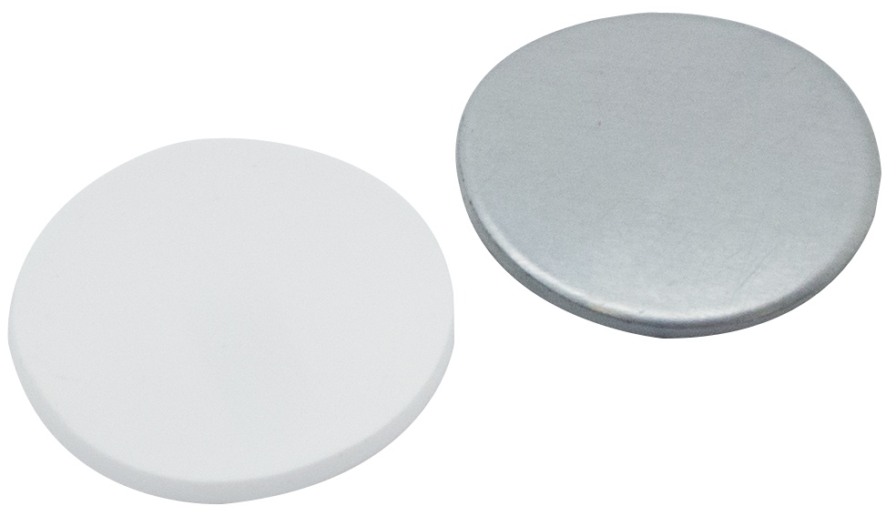 17,5 mm Scheibe, Silicon weiß/Aluminiumfolie silber, 50° Shore A, 1,3 mm