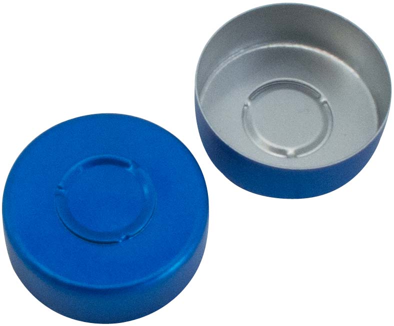 20mm Aluminium Bördelkappe, blau lackiert, Mittelabriss