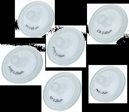 25 mm HPLC Spritzenfilter, transparent, PTFE, 0,20 µm, mit Luer Lock Einlass und Luer-Auslass