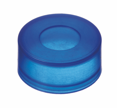 11mm PE Push On Kappe, blau, mit verdünnter Durchstichstelle
