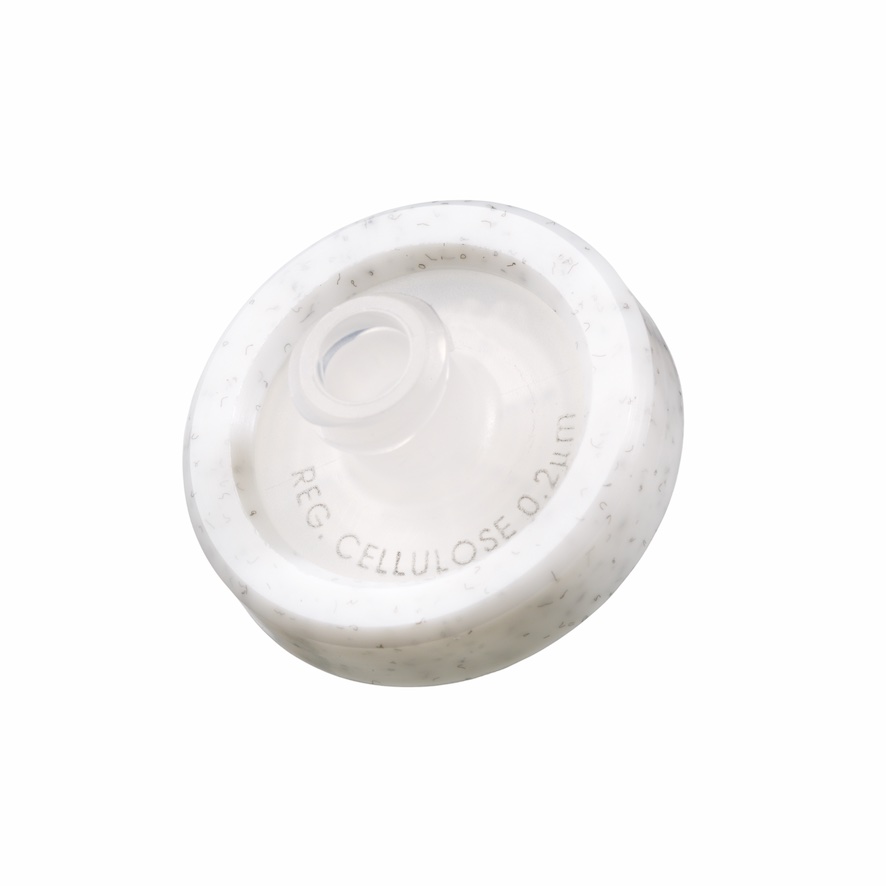 17mm HPLC Spritzenfilter, Regenerierte Nylon, Porengröße 0,2µm, Randumspritzung grau + Druck der Membrantype