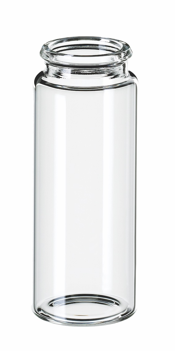 25ml Schnappdeckelflasche, 65x26mm, Klarglas, 3. hydrol. Klasse