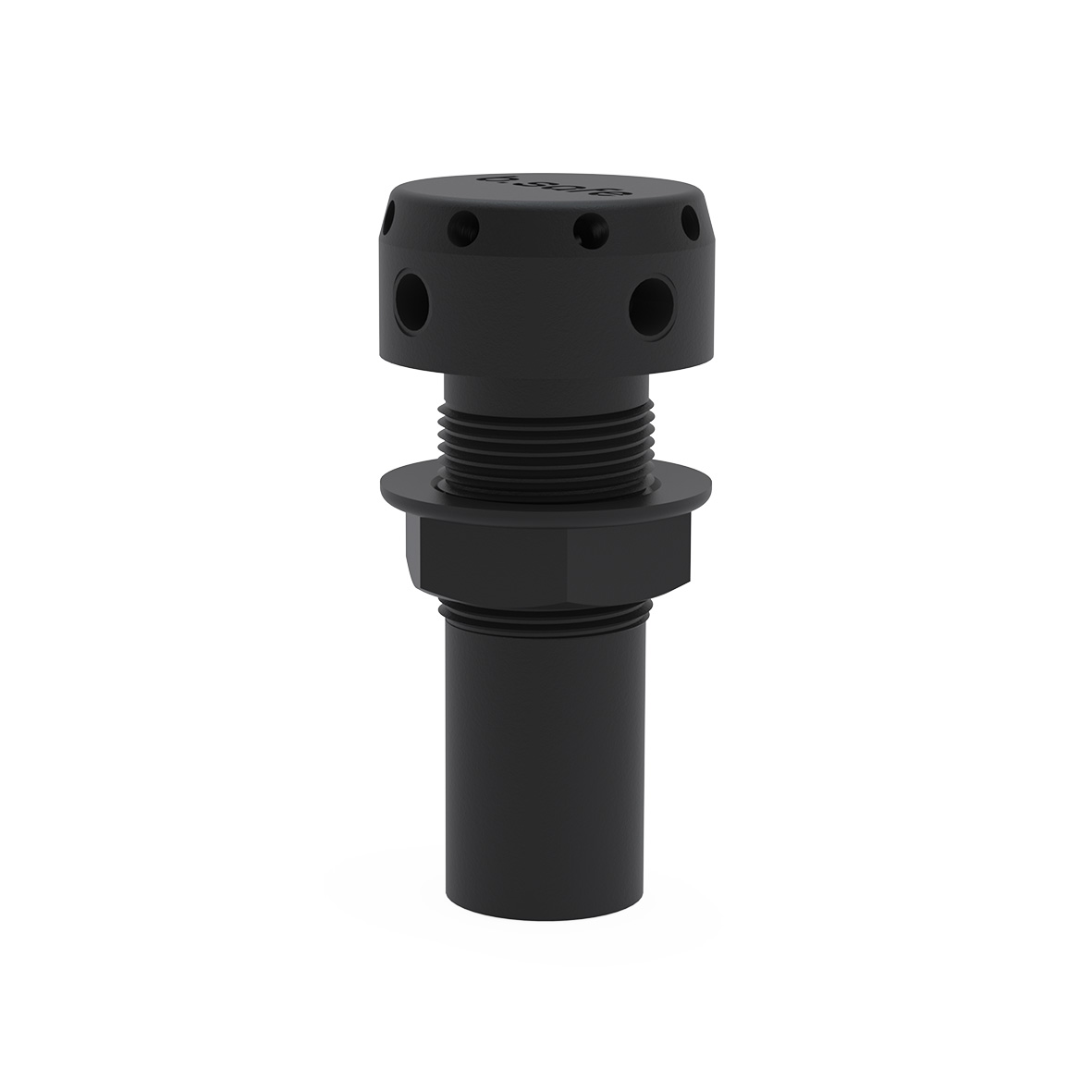 aus PE-EX, Innengewinde Tischoberseite: 8x UNF 1/4" 28G (schräg), 4x NPT 1/8" (gerade), Scheibendurchmesser 52 mm, Gesamtlänge 268 mm, Anschluss unten für Außen-Ø 32 mm, Zubehör (Fittings, Schlaucholiven) nicht enthalten.