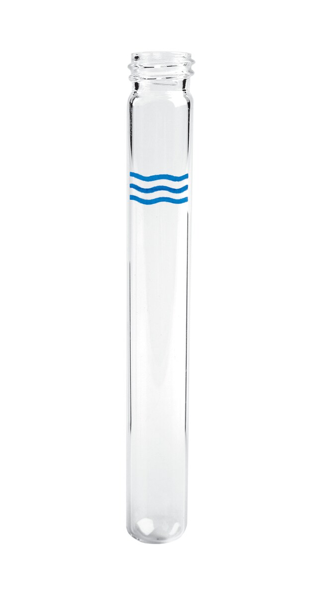 10 ml Gewindeflasche, Gewinde 13-425, 100 × 12,7 mm, Klarglas, 1. hydrolytische Klasse, Rundboden