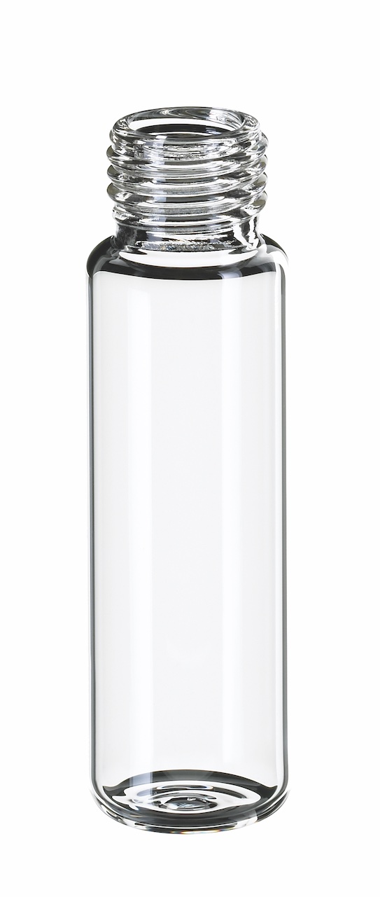 20ml Feingewindeflasche, gerundeter Boden, 75,5 x 22,5mm, Klarglas, 1. hydrolytische Klasse