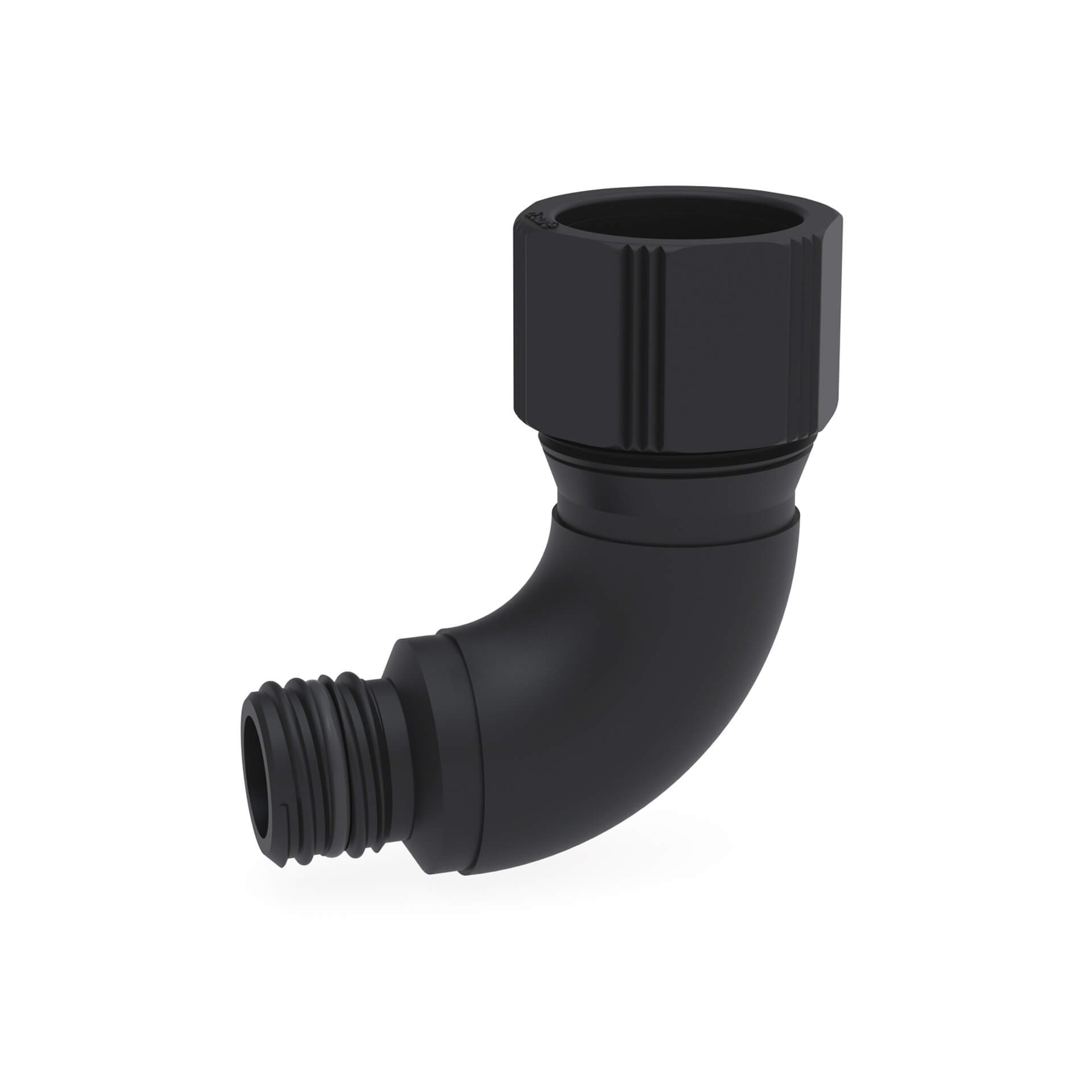 aus PE-EX, 90° Rundbogen mit 1x Klemmverbindung für Außen-Ø 32 mm und 1x GL25 männlich, L 80 x H 95 mm