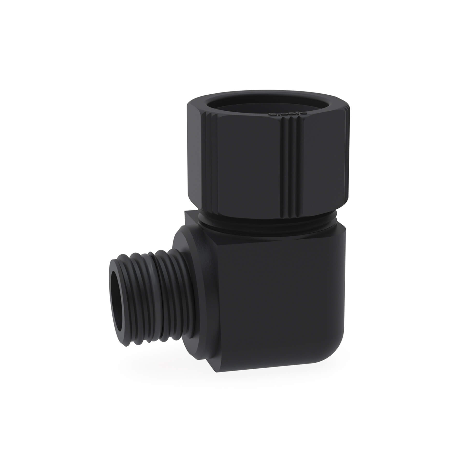 aus PE-EX, 90° Winkel mit 1x Klemmverbindung für Außen-Ø 32 mm und 1x GL25 männlich, L 64 x H 77 mm