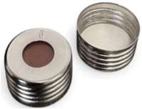 18 mm Magnetische Universalschraubkappe, mit Loch; Red Rubber/PTFE beige, 45° Shore A, 1,0 mm