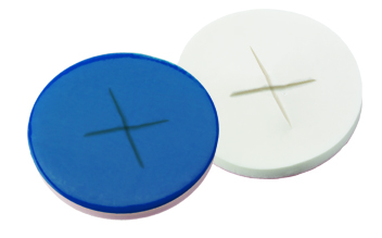 12,1mm Scheibe, Silicon weiß/PTFE blau, geschlitz, 55° shore A, 1,5mm 12,1mm Scheibe, Silicon weiß/PTFE blau, geschlitz, 55° shore A, 1,5mm