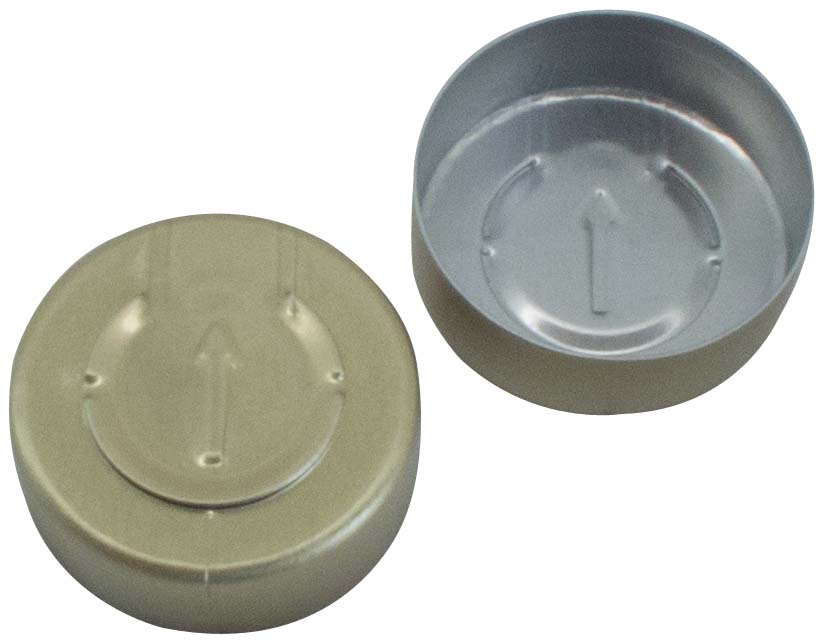 20mm Aluminium Bördelkappe, gold lackiert, Ganzabriß