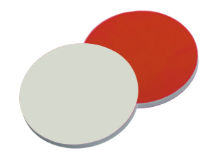 9 mm Septum, Red Rubber/PTFE beige, 45° Shore A, 1,0 mm